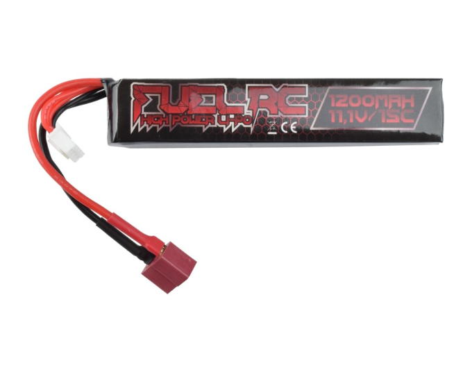 batteria li-po 11.1v x 1200mah 15c stick connettore deans fuel
