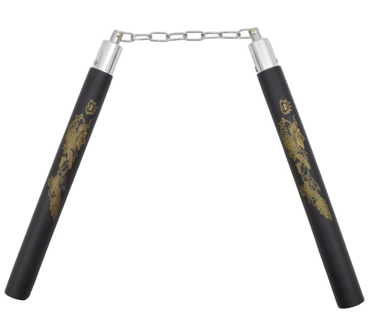 nunchaku legno nero stampa cinese dragon hi quality