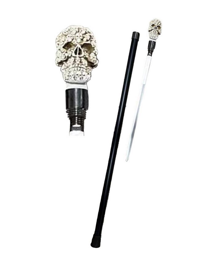 bastone passeggio white skull