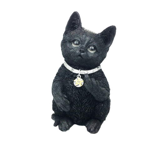 gatto nero in resina maleducato