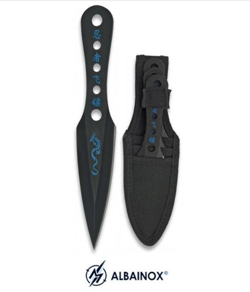 coltelli da lancio 3 pezzi black dragon
