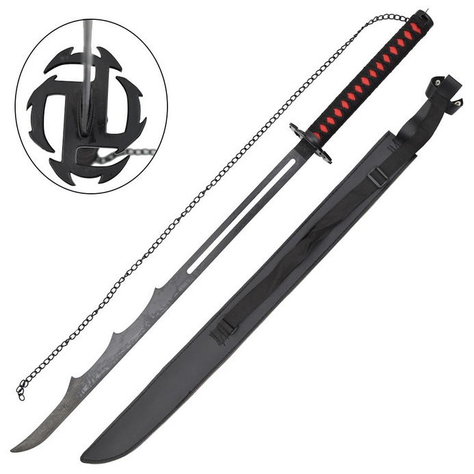 katana evoluzione di tensa zangetsu (heaven chain slaying moon), bleach bankai nodachi di kurosaki ichigo