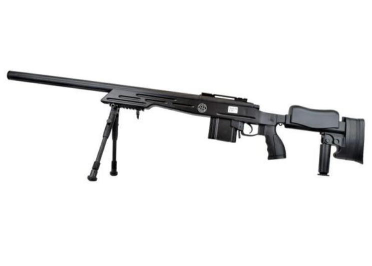 fucile sniper bolt action con bipiede nero