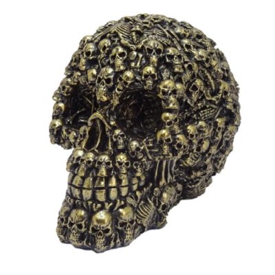 teschio bronzo con piccoli teschi