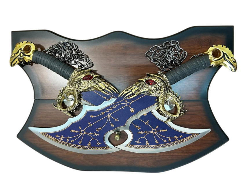 god of war ascia doppia kratos blades of chaos blu blade