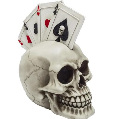 teschio carte da poker in testa grande