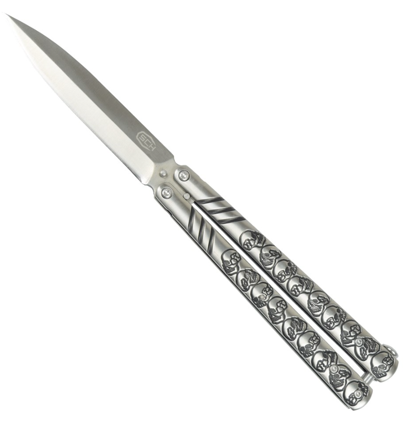 coltello butterfly argentato