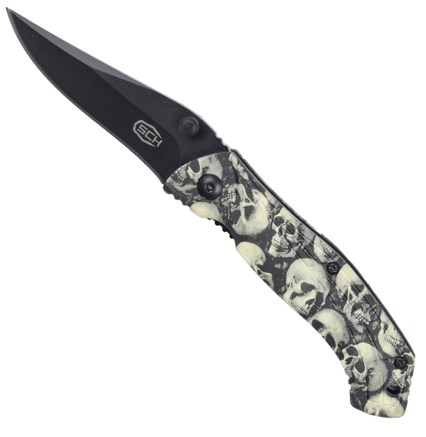 coltello tascabile con teschi