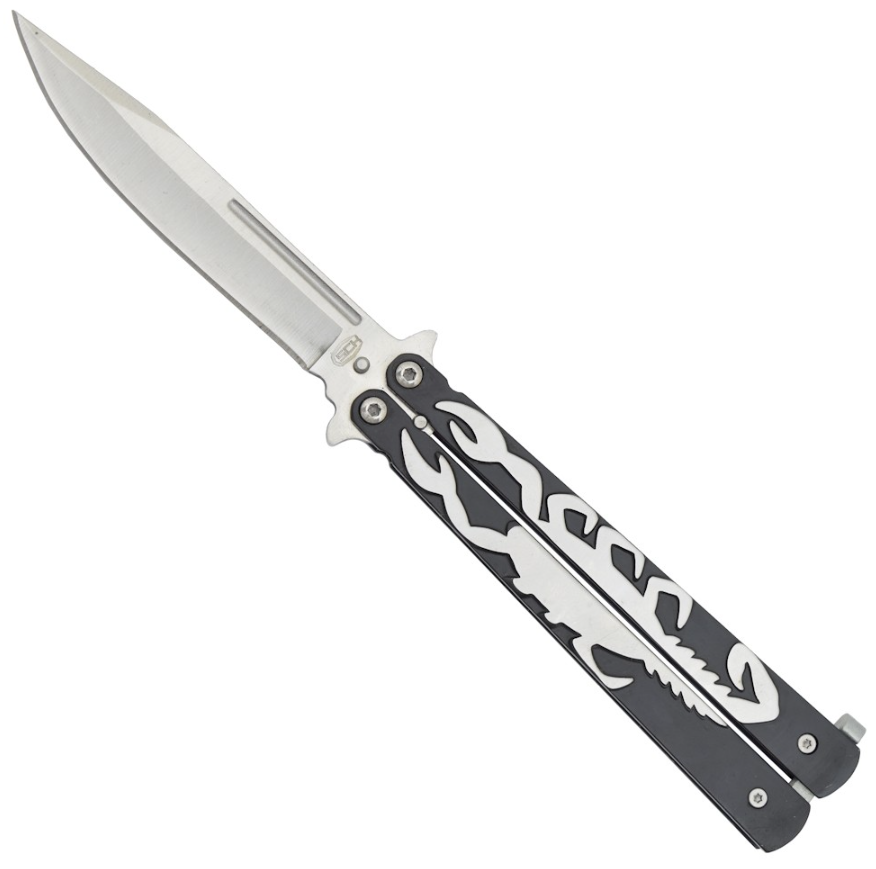 coltello butterfly con scorpione