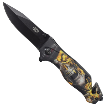 coltello tascabile teschio giallo