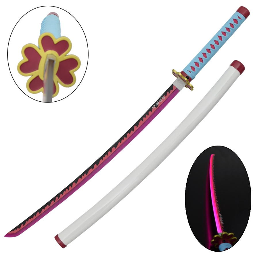 demon slayer:katana mitsuri kanroji lama in bamboo con illuminazione led !