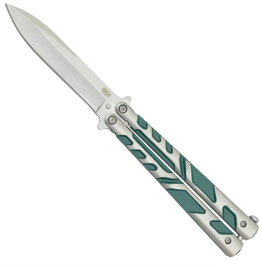 coltello butterfly righe verde acqua