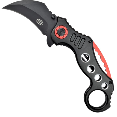 coltello karambit con particolari rossi