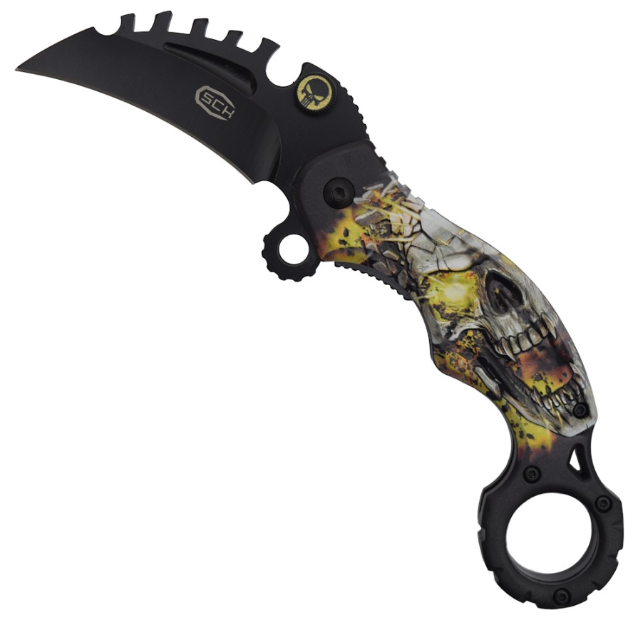 coltello karambit con teschio