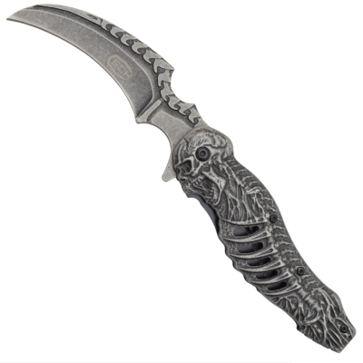 coltello tascabile teschio brunito