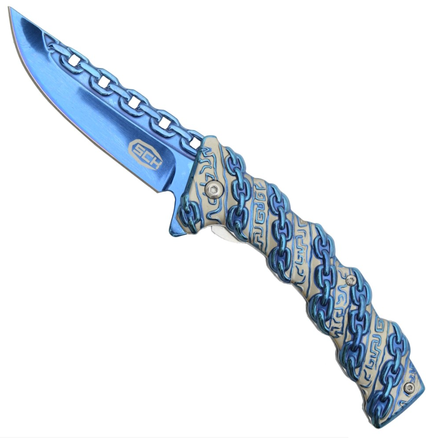 coltello tascabile catene blu